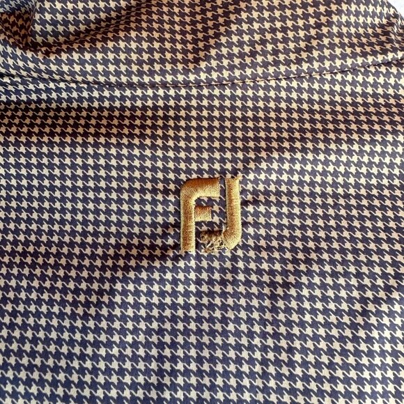 DryJoys by FootJoy Windbreaker Mens Large Brown Houndstooth Pullover Golf Jacket - Picture 11 of 12